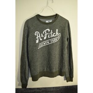 Abercrombie Kids Embroidered Script BOYS L 13 14 Cuffed Sweatshirt Green